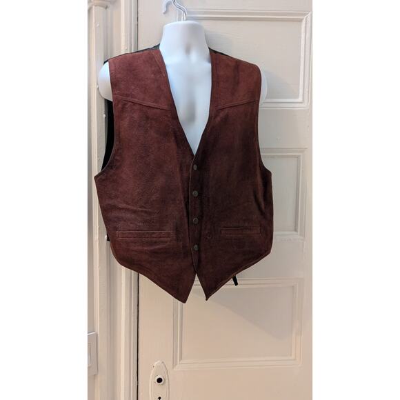 Paragraff Clothing Co Burgundy Red Suede Leather Vest Size XL - Picture 1 of 6